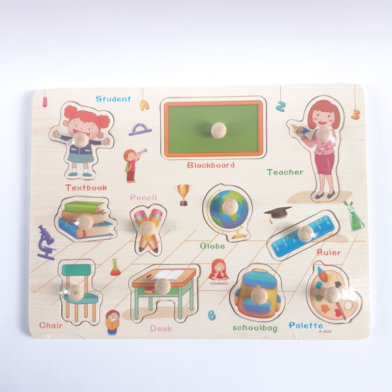 JIGSAW PUZZEL PUZZLE KAYU KNOB MAINAN EDUKASI EDUKATIF ANAK BAYI BALITA 1 TAHUN MURAH COD READY A1-School