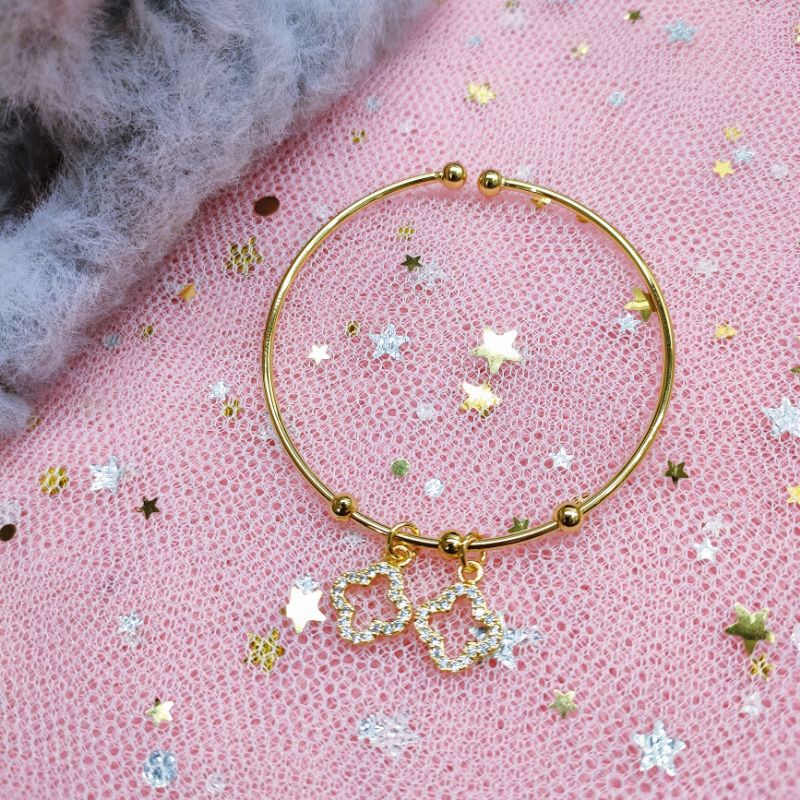Gelang Bangle Titanium Anak Anti Karat Lapis Emas Jewelry 8611ME