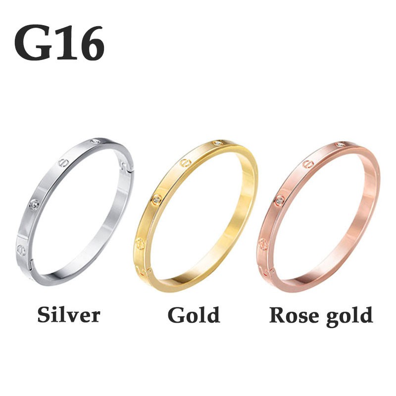 [ACKER] 24K Emas G16 Stainless Diamond Cincin Abadi Gelang Gelang Pasangan