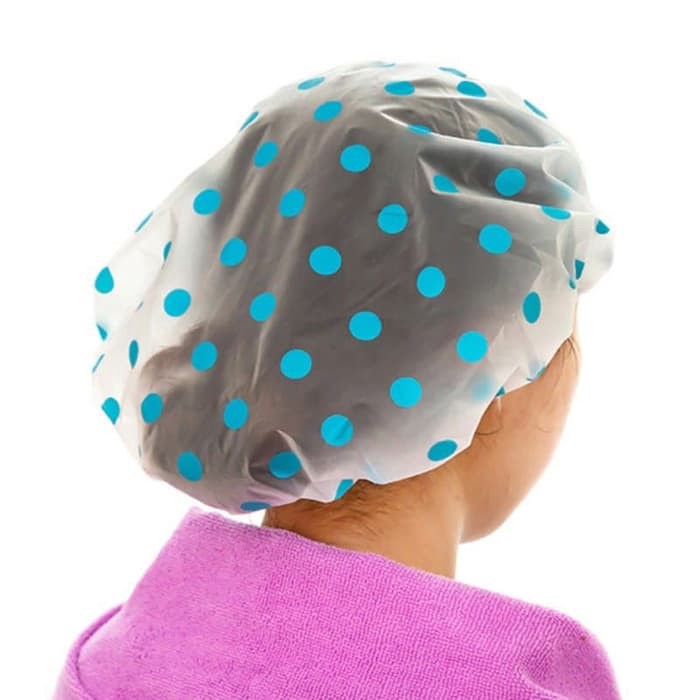 Shower Cap POLKADOT / Topi Mandi / Sarung Pelindung Kepala Waterproof