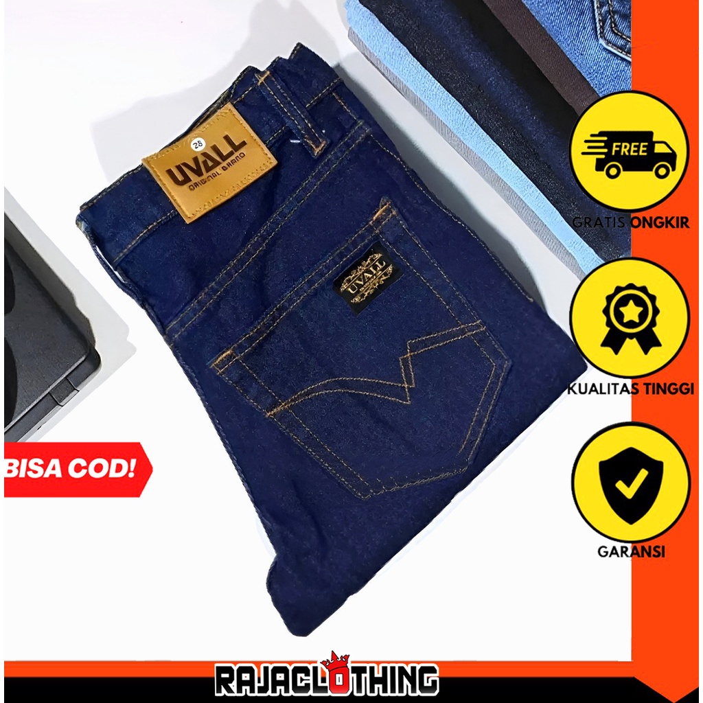 RCL - Celana Jeans Pria Standar Panjang Uvall Original Denim Dewasa / Celana Jins Pria Reguler Uvall 28 Sampai 38