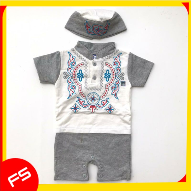 Baju setelan koko celana peci muslim putih bordir bagus bestseller anak bayi cowok laki murah -kok -