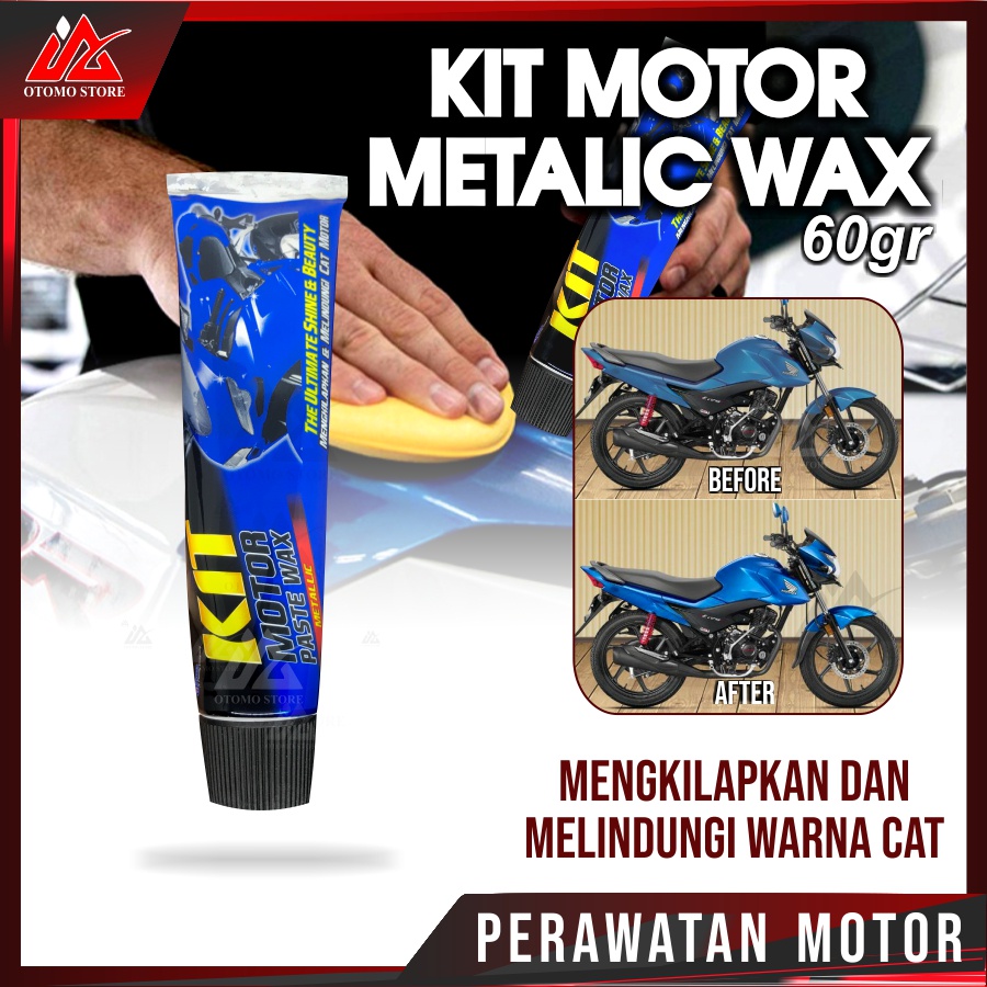 KIT METALLIC TUBE Motor Paste Wax Metallic Pengkilap Pelindung Cat Biru Tube 60 gr