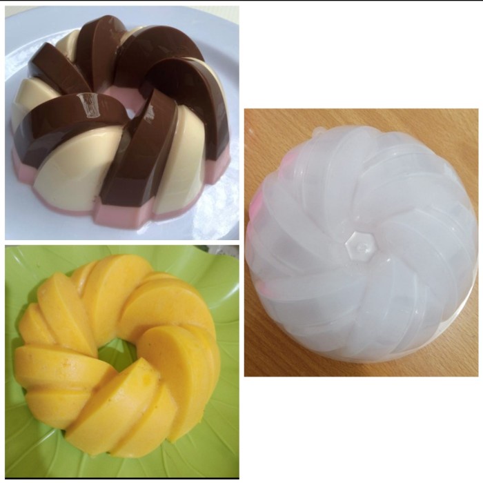 Cetakan Puding Plastik Motif Ulir Spiral Unik