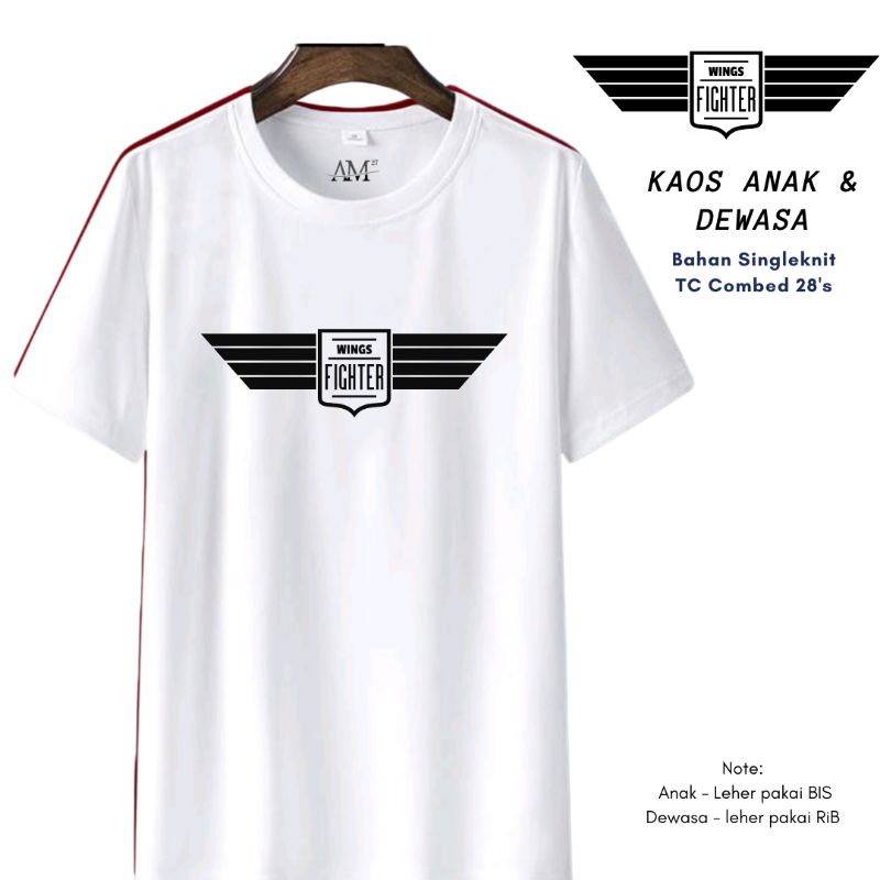 Baju Kaos Anak Cowok 3-12 tahun-Remaja-Dewasa S-7XL-XXXL Jumbo WING FIGHTER