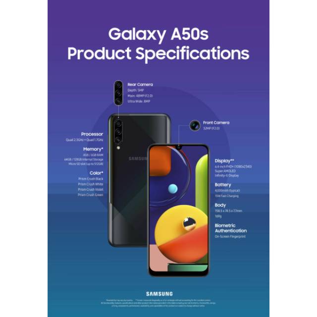 Samsung Galaxy A50s RAM 6GB INTERNAL 128GB