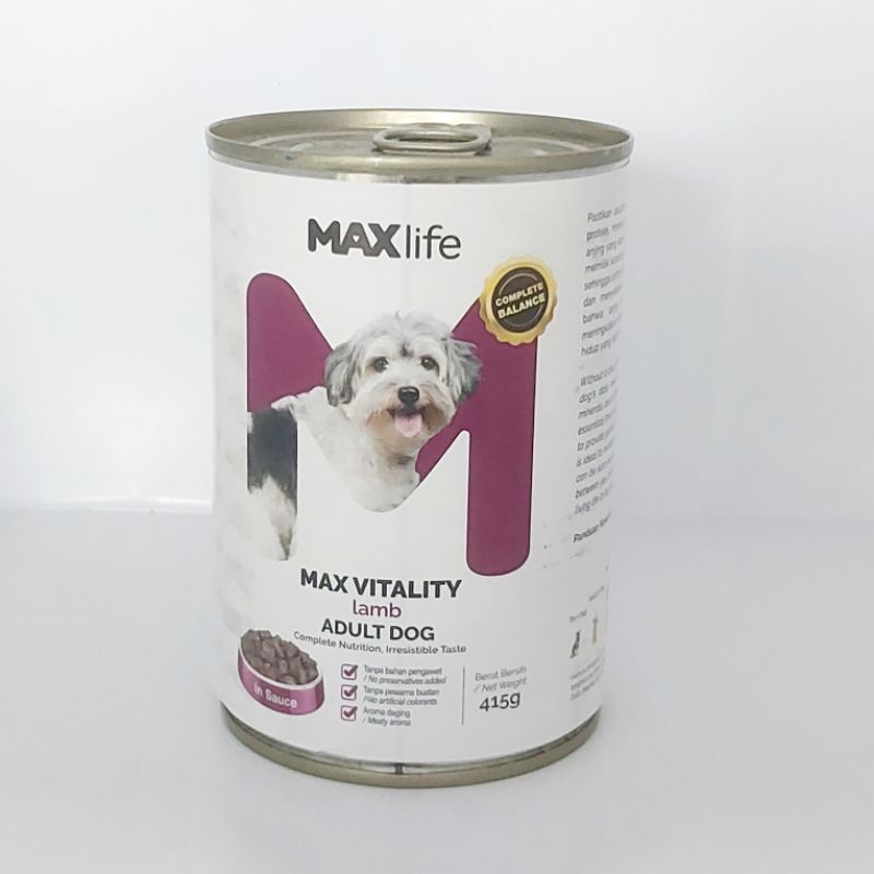 Maxlife Wet Dog Food Lamb Tin 415gr