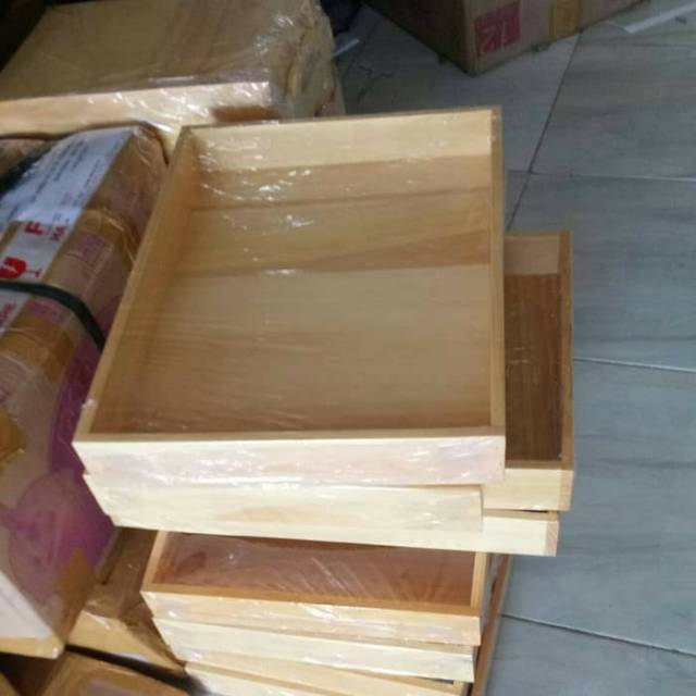 Nampan / Baki / Tray kayu Pinus 40 x 30 datar TANPA LUBANG