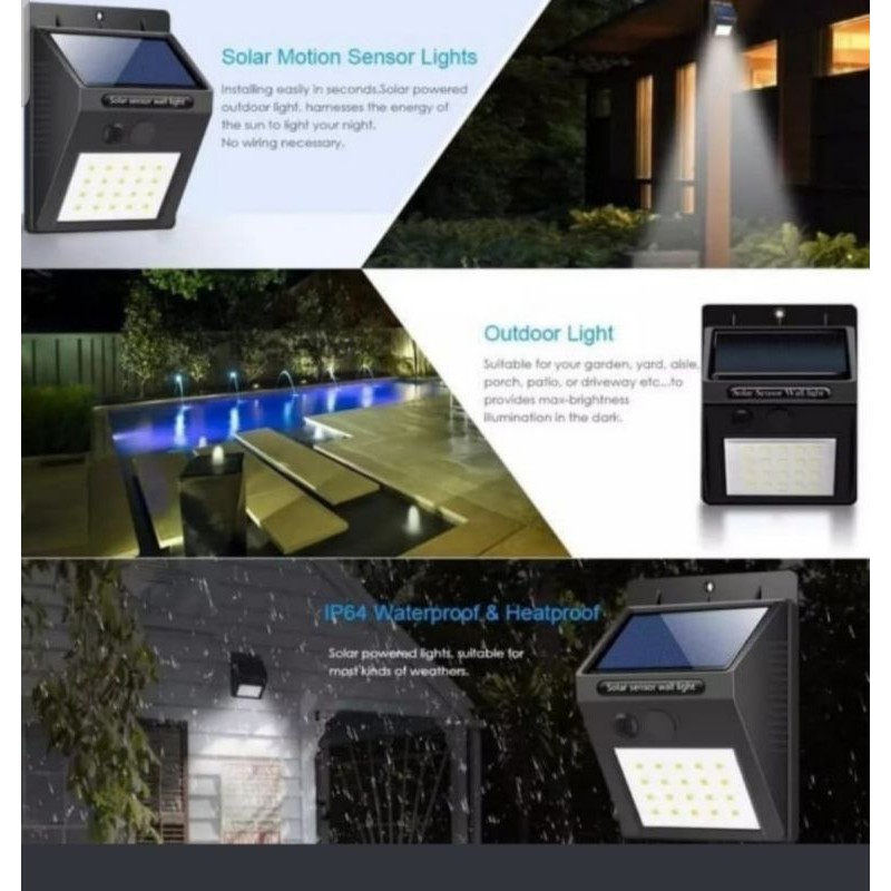 Lampu Solar dinding 30 Led tenaga surya Non sensor