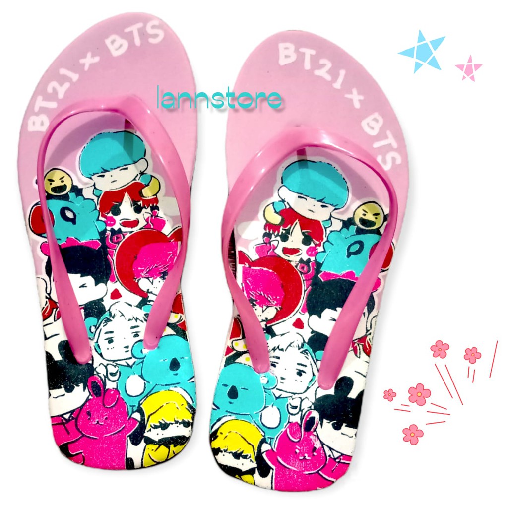 Sandal Anak Perempuan BT21 X BTS Terbaru/Sandal Jepit Anak BTS