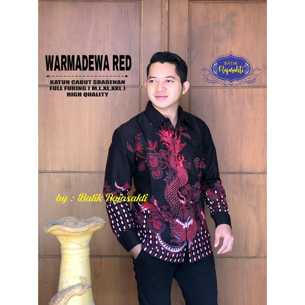 WARMADEWA RED RAJASAKTI KEMEJA BATIK SOLO PRIA LENGAN PANJANG LAPIS FURING ATASAN BATIK PREMIUM MODERN KATUN HALUS BAHUWIRYA  BANAMITRA BANAMITRA PUTIH BANGSAWAN BAYU PUTRA BERLIAN BIRU BHARATAYUDA BIMASENA BIRENDRA BIRU INDAH BRAHMAKERTA BRAHMAKERTA