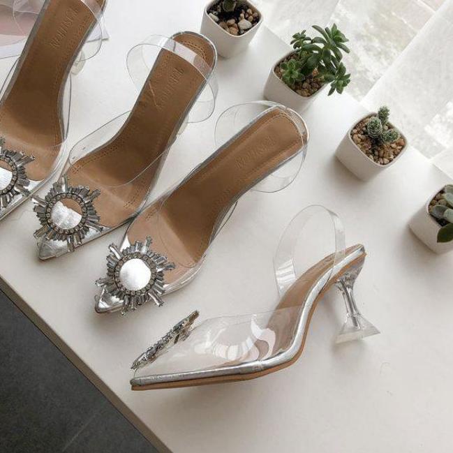 ✩ Heels Bohemian Amina muaddi Transparan Heels 7cm Heels Pesta 0129 ➸