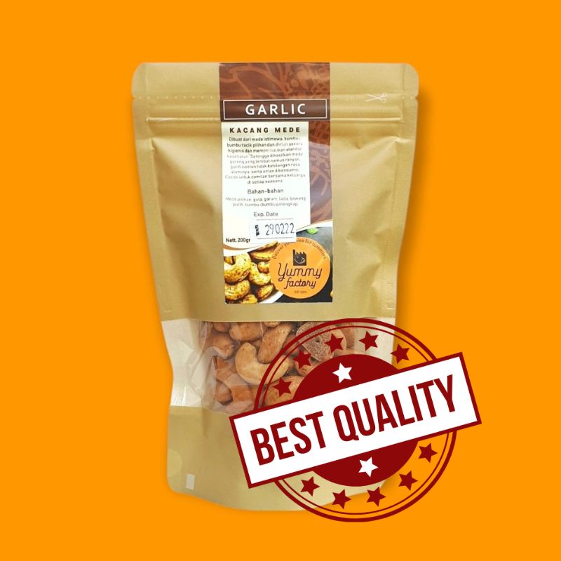 

Mede Goreng Garlic Bawang 200 gram Yummy Factory Kacang Mete Cashew