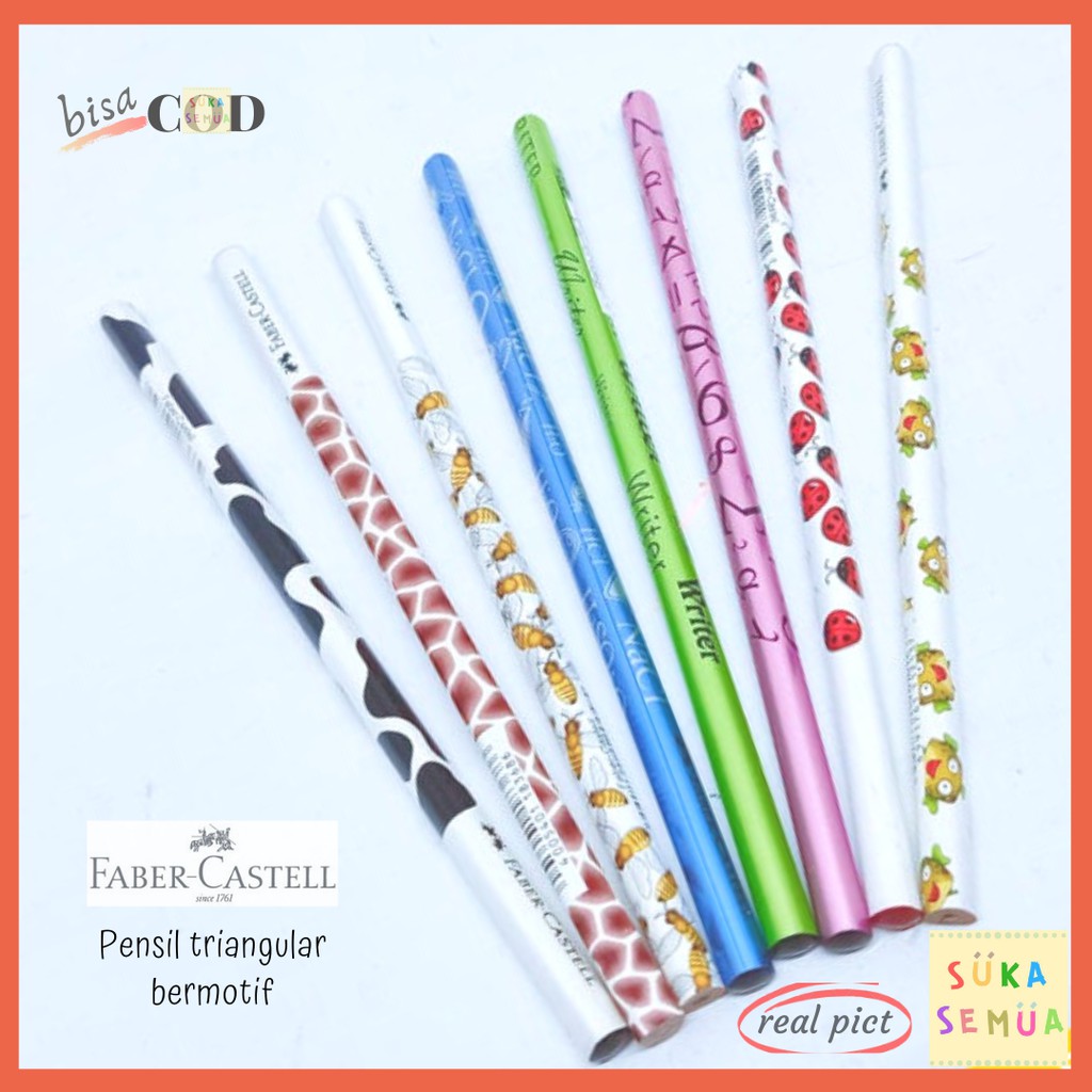 

Pensil Faber Castell 2B Segitiga // Pinsil Pencil Kayu Triangular Lucu Gambar Binatang Animal Fun
