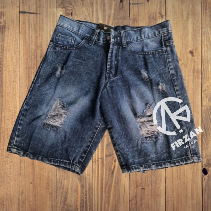 CELANA PENDEK JEANS SOBEK TALI KOLOR RAWIS/CELANA DISTRO PRIA RAWIS