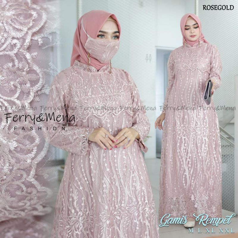 Fashion wanita gamis realpict//gamis tulle remple//gamis tulle tebal mewah//gamis modern