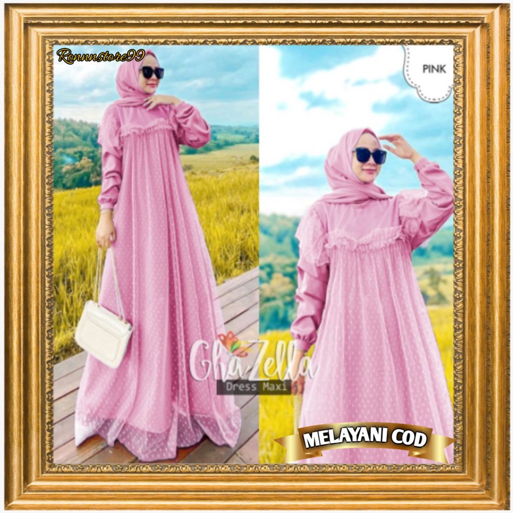 baju kondangan wanita baju pesta wanita muslim kekinian maxy ghazella bahan tile dot lapis moscreap 