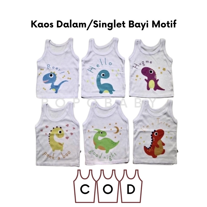 KAOS DALAM BAYI / SINGLET BABY MOTIF PUTIH (SATUAN/ECERAN) [BISA COD!!]