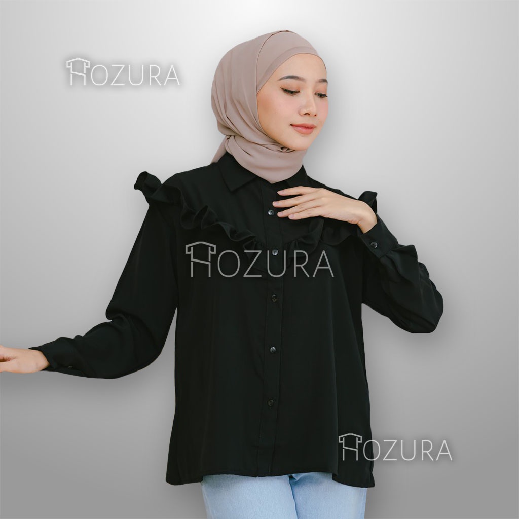 HOZURA - Blouse Nagita - Atasan Kemeja Pakaian Wanita - Dewia Blouse - Olive Blouse Atasan Wanita - Pakaian Terlaris - Korean Style - Atasan Wanita Terbaru Kekinian - Korean Blouse - Arina Blus - Lady Crincle Korean Top - Kemeja Wanita Murah COD Gratis