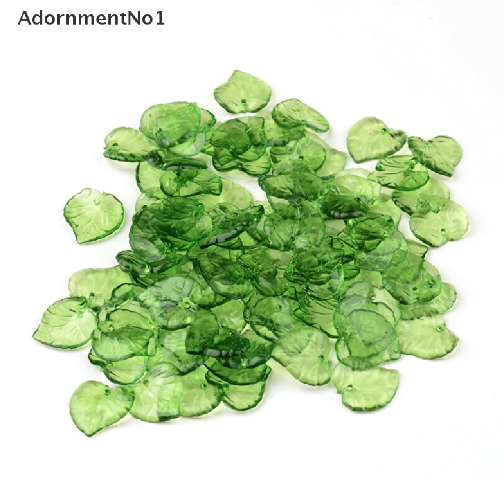 (AdornmentNo1) 100pcs / Lot Liontin Daun Hijau Transparan Bahan Akrilik Untuk DIY Perhiasan