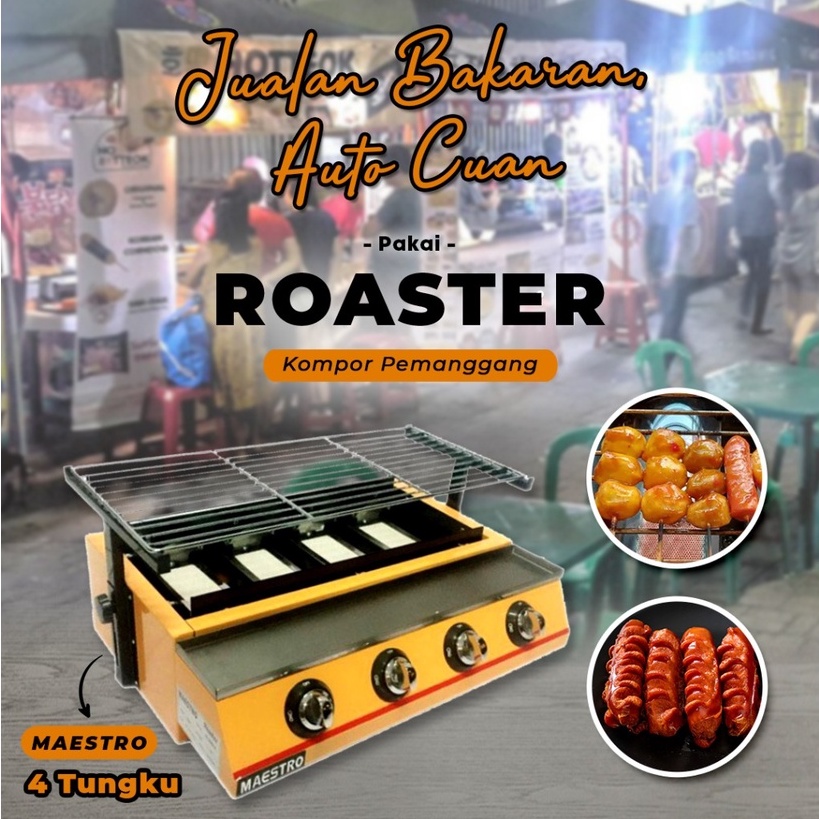 MAESTRO Roaster 4 Tungku / Pemanggang Sosis 4 Tungku / Panggangan Sosis Bakaran Sosis Bakso MAESTRO