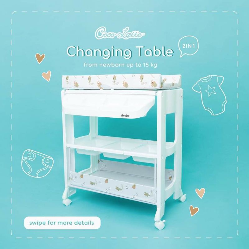 Cocolatte Baby Tafel CL 6969 Changing Table 2 in 1 / Bak Mandi Bayi / Meja Ganti Popok Bayi