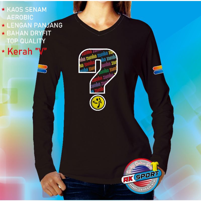 Kaos Senam Wanita Lengan Panjang Terbaru/Baju Lengan Panjang Wanita Aerobic/Baju Senam Lengan Panjan