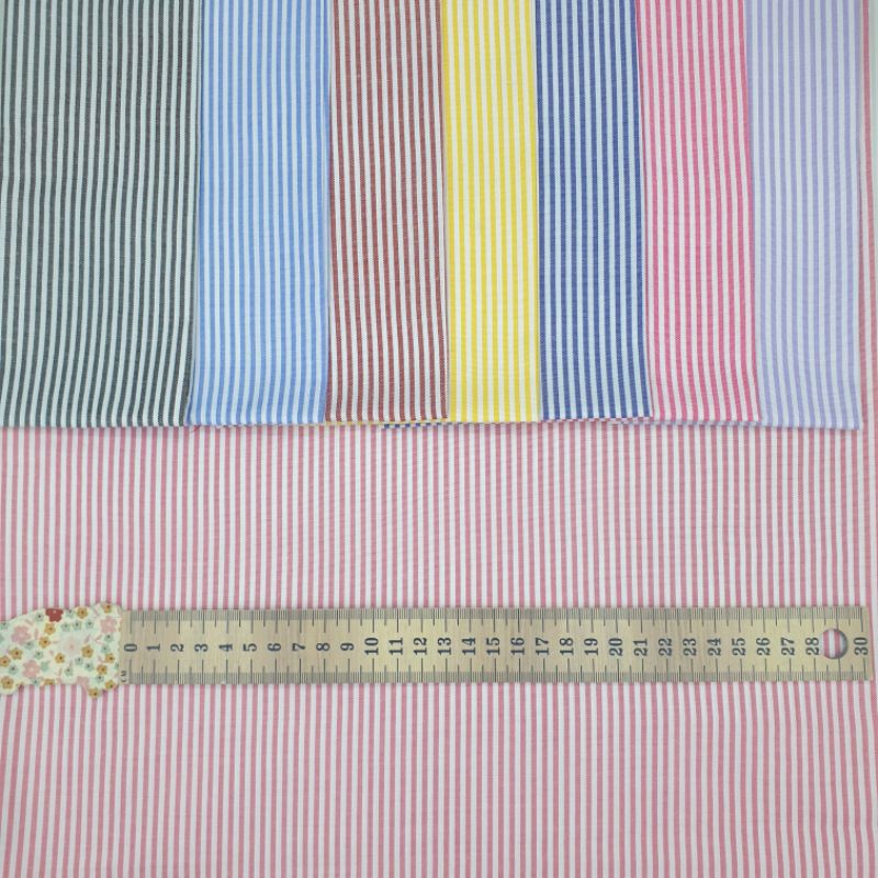 Kain Katun Yarndyed Motif Garis Stripe /Kain Salur Lebar 150cm Kain Katun Jepang Tokai Senko Salur Kecil (Harga per 1/2 meter)