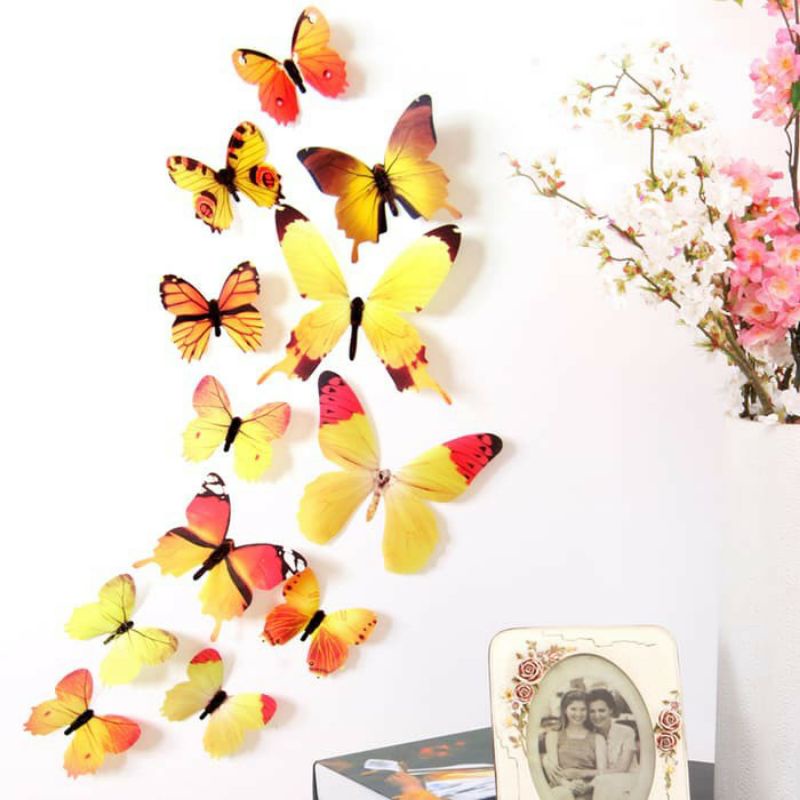 Stiker Dinding 3D Motif Kupu - Kupu / Wall Sticker 12pcs Butterfly