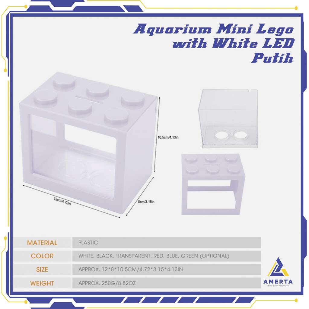 Aquarium Mini Lego Block with White LED Warna Putih