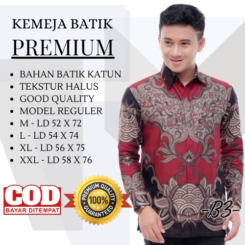 Atasan Kemeja Batik Lengan Panjang Kemeja Atasan Reguler Bahan Adem Baju Kondangan Kerja Pria Dewasa Premium Termurah