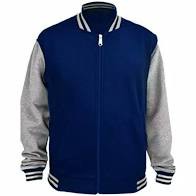 Jaket Varsity Baseball Zipper Navy Blue Lengan Abu Misty Muda Polos Jumbo Bigsize Ukuran S-5XL