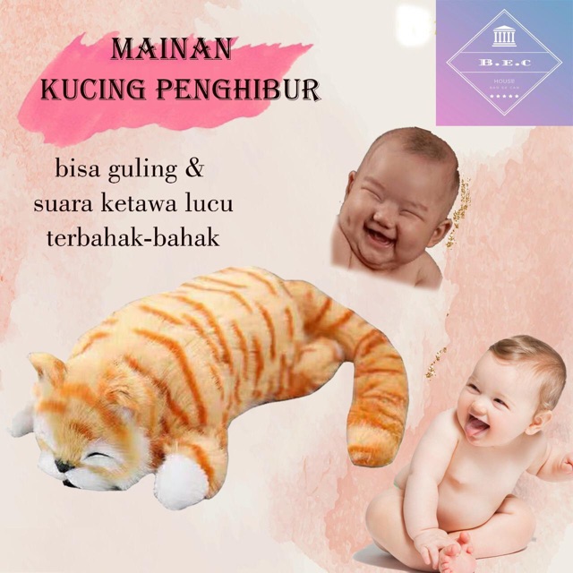 Mainan Anak Kecil Boneka  Kucing  Bisa Gerak  dan Ketawa 