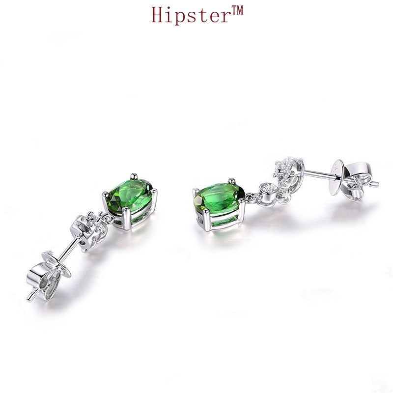 Hot Temperament Entry Lux Diamond Retro Green Crystal Earrings