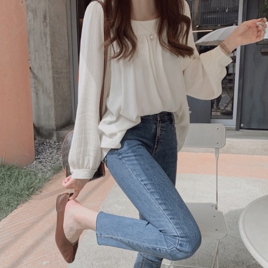 【xiaozhainv】Kemeja wanita bahan sifon satin longgar korea-1