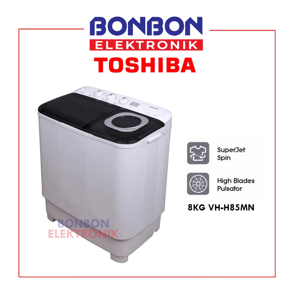 Toshiba Mesin Cuci 2 Tabung 8KG VH-H85MN / VHH 85 MN / VHH85MN