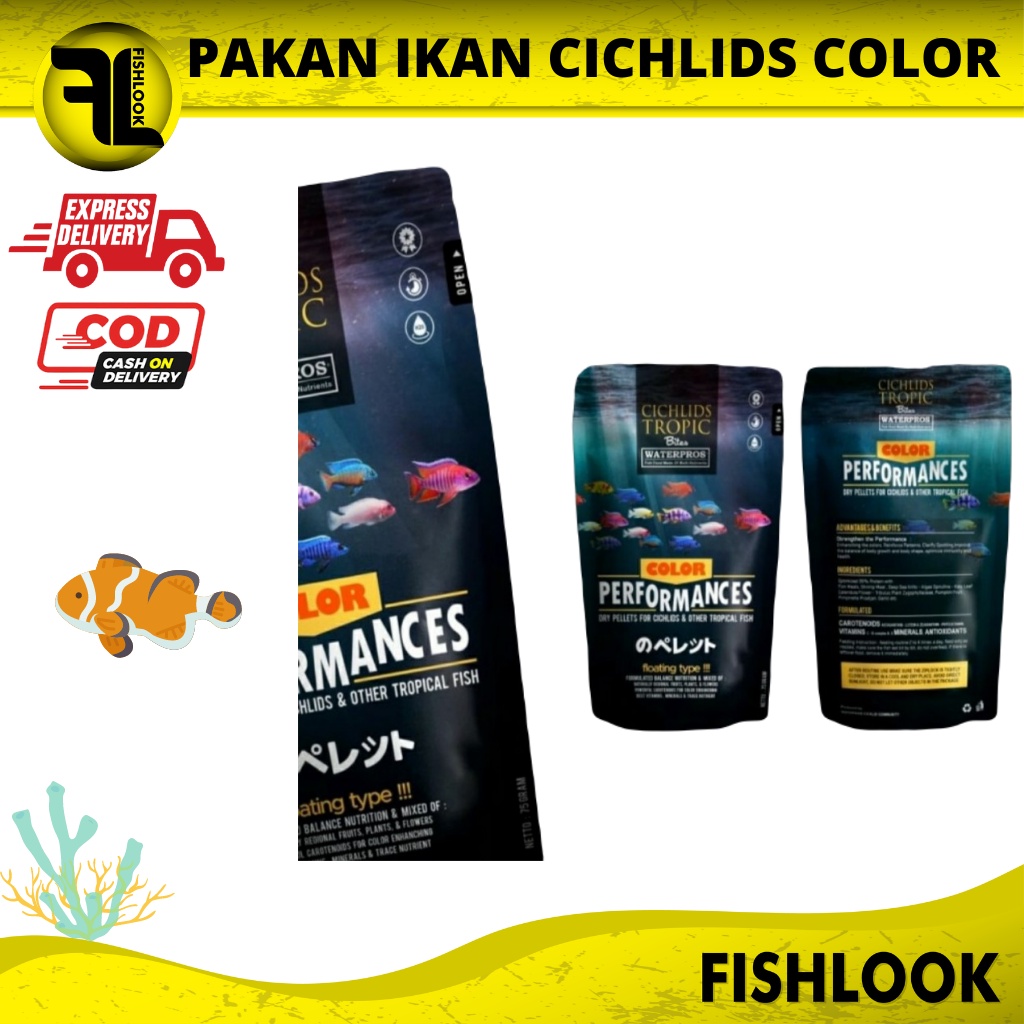 CICHLIDS TROPIC BITES COLOR PERFORMANCES FLOATING TYPE 75GR