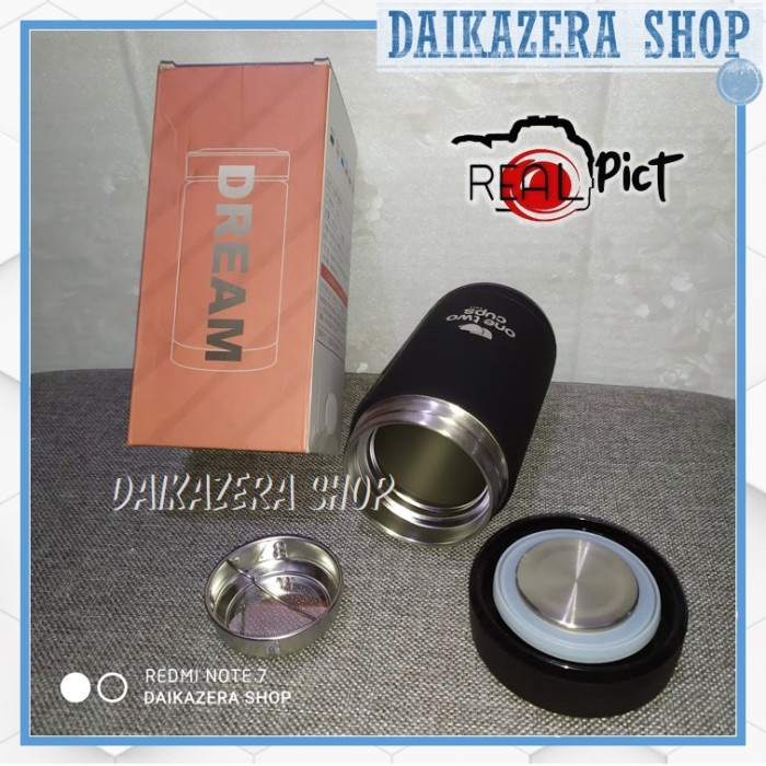 Botol Minum Saringan Kopi Teh Jahe Thermos Vacuum Stainless 400ml