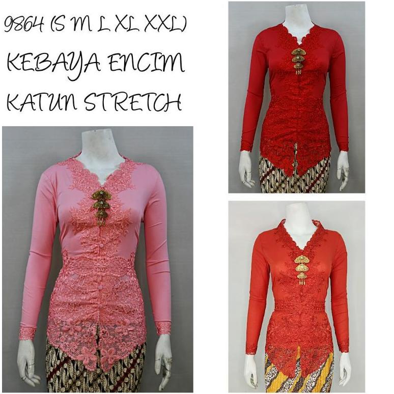 COD Indah KEBAYA ENCIM MODERN LENGAN PANJANG BORDIR SENADA KATUN STRETCH KEBAYA WISUDA KEBAYA KATUN KEBAYA AKAD KEBAYA HITAM S M L XL XXL 9864 G