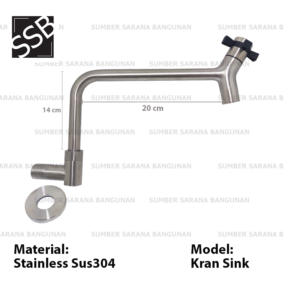 Kran Sink Panjang Stainless Minimalis / Keran Cuci Tangan SUS304 260