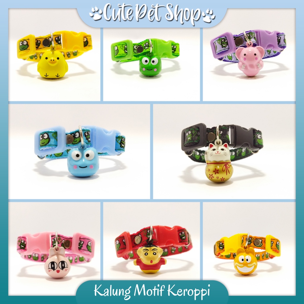 Kalung Kucing Lucu Motif Keroppi Lonceng Karakter / Kalung Kucing Lucu / Kalung Kucing Berkualitas