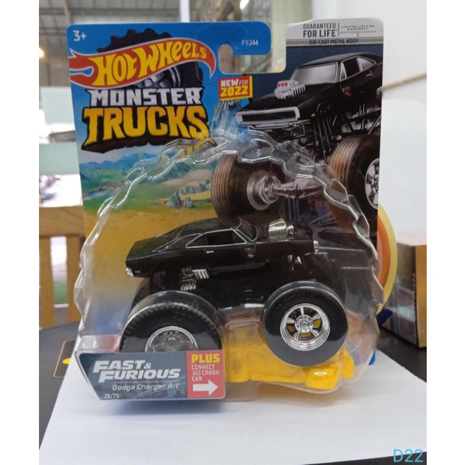 BEST SELLER | DODGE CHARGER R/T | D22 | Hot Wheels Monster Trucks BLACK DOM FAST AND FURIOUS FNF