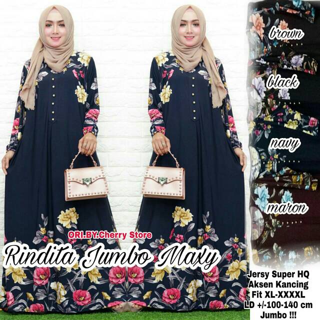 Gamis perempuan Rindita Jumbo Maxy - Jersey Super