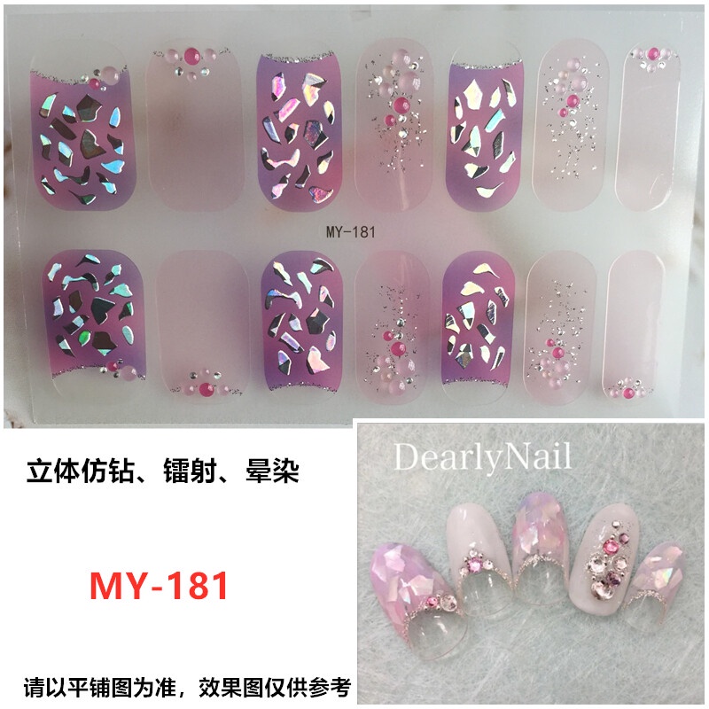 MY 14Pcs/Set Stiker Kuku 3d Desain Bermotif High End Berlian Mutiara Permata Warna-Warni Untuk Tempel Tahan Air Tahan Lama Menicure Stickers Korea Self Adhesive Fashion Sticker kuku Full Aksesoris Dapat Kupas Mudah Digunakan Dan Dilepas Anti Air Nail Art