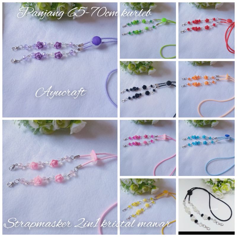 strap masker mawar kristal 1pcs(beli 10pcs free 2pcs)