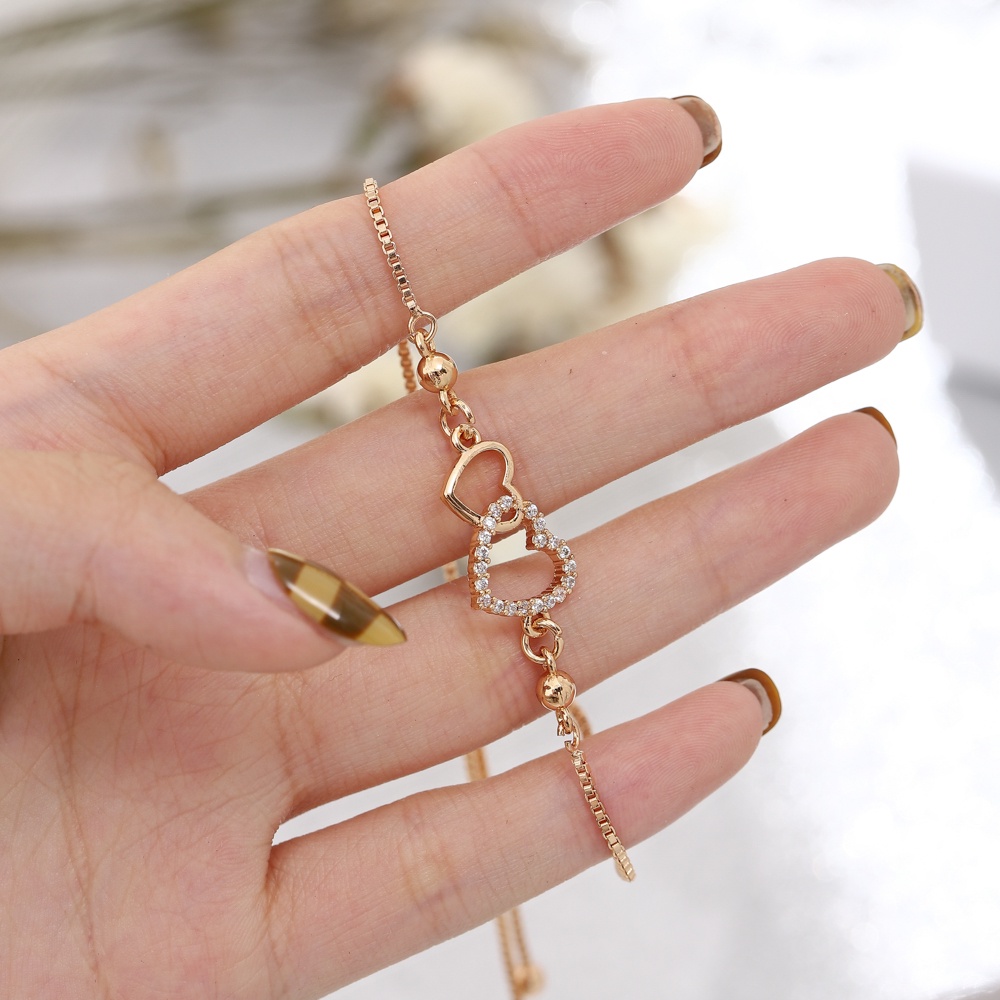 ✨♥️✅COD Gelang Titanium Anti Karat Rose Gold Aksesoris Fashion Gelang Serut Rantai Wanita Murah Perak D349