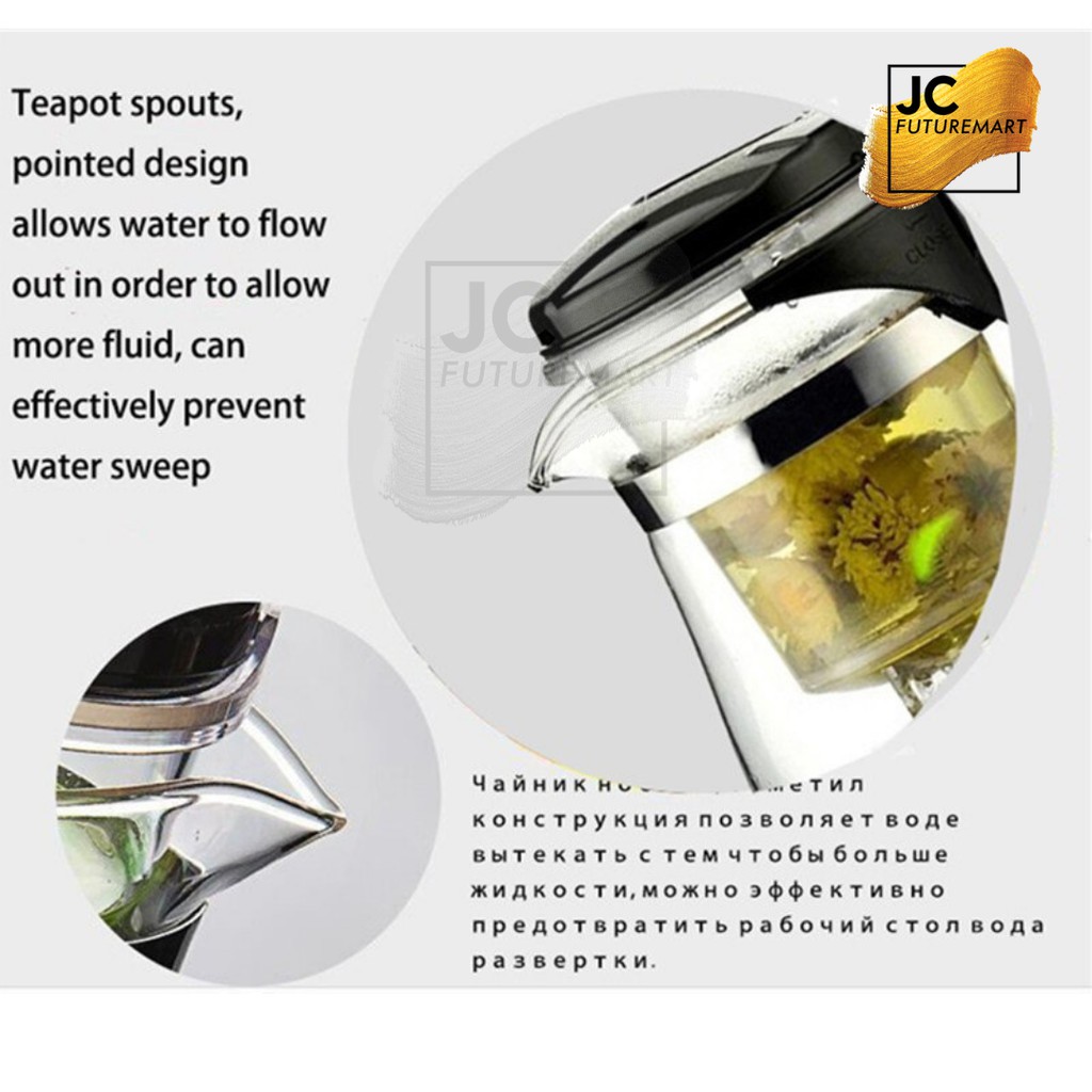 TEA INFUSER POT 750ML PUSH BUTTON | TEKO TEH SARINGAN KACA