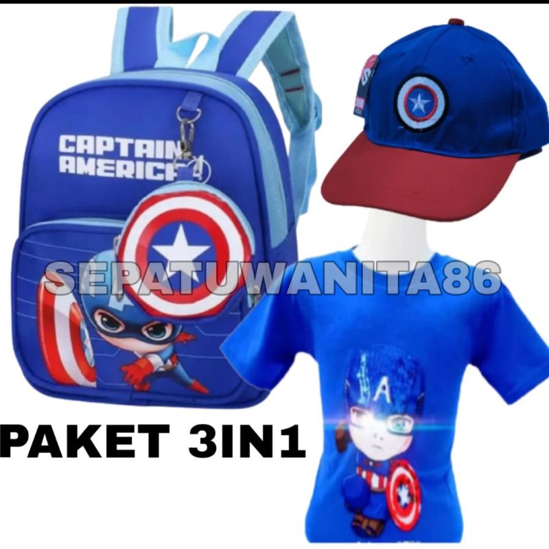 Baju anak led Kaos karakter Super Hero Tas ransel Sekolah topi bordir