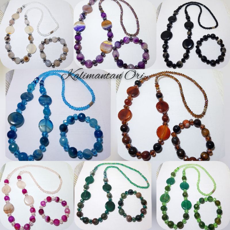 Kalung Hijab Batu Alam Liontin Gelang Kristal