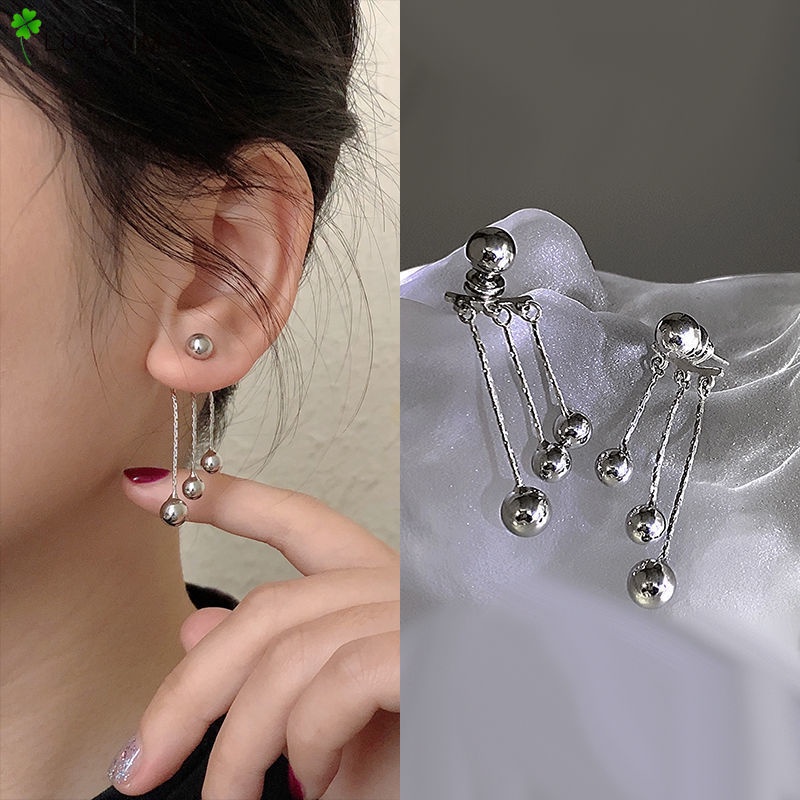 Anting Rumbai Manik-Manik Warna Silver Untuk Wanita